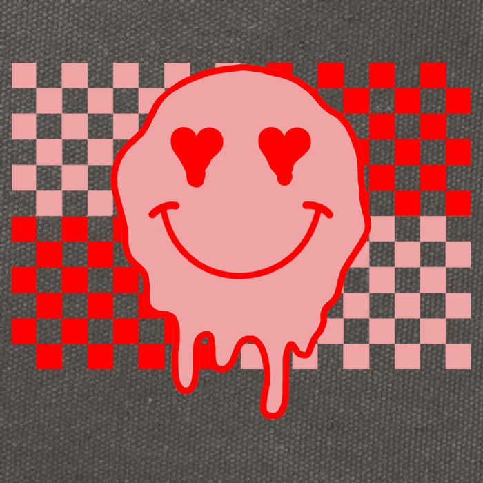 Retro Groovy Valentines Day Hippie Smile Cotton Canvas Backpack