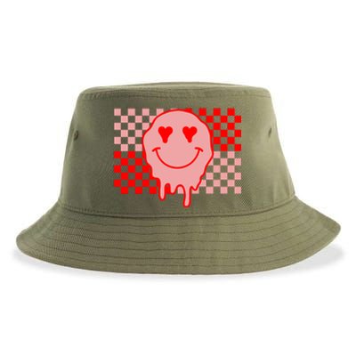 Retro Groovy Valentines Day Hippie Smile Sustainable Bucket Hat