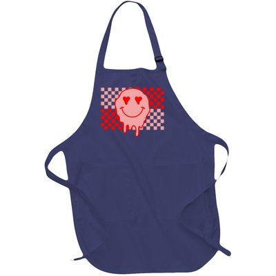 Retro Groovy Valentines Day Hippie Smile Full-Length Apron With Pockets