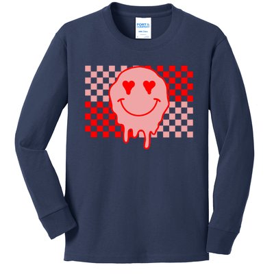 Retro Groovy Valentines Day Hippie Smile Kids Long Sleeve Shirt