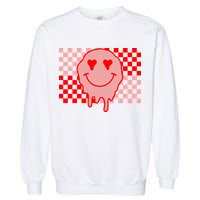 Retro Groovy Valentines Day Hippie Smile Garment-Dyed Sweatshirt