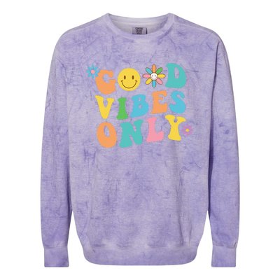 Retro Good Vibes Only Inspirational Positive Inspired Colorblast Crewneck Sweatshirt