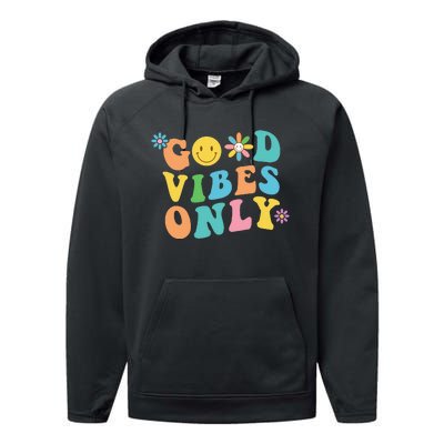 Retro Good Vibes Only Inspirational Positive Inspired Performance Fleece Hoodie