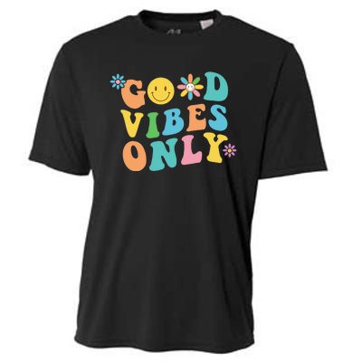 Retro Good Vibes Only Inspirational Positive Inspired Cooling Performance Crew T-Shirt