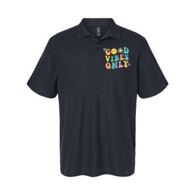 Retro Good Vibes Only Inspirational Positive Inspired Softstyle Adult Sport Polo