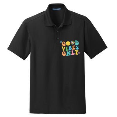 Retro Good Vibes Only Inspirational Positive Inspired Dry Zone Grid Polo