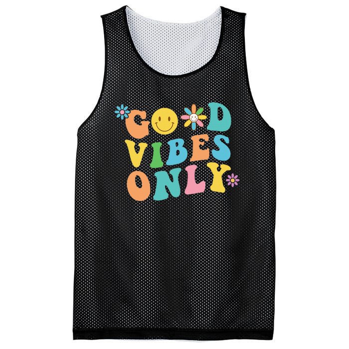 Retro Good Vibes Only Inspirational Positive Inspired Mesh Reversible Basketball Jersey Tank