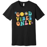 Retro Good Vibes Only Inspirational Positive Inspired Premium T-Shirt