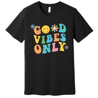 Retro Good Vibes Only Inspirational Positive Inspired Premium T-Shirt