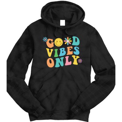 Retro Good Vibes Only Inspirational Positive Inspired Tie Dye Hoodie