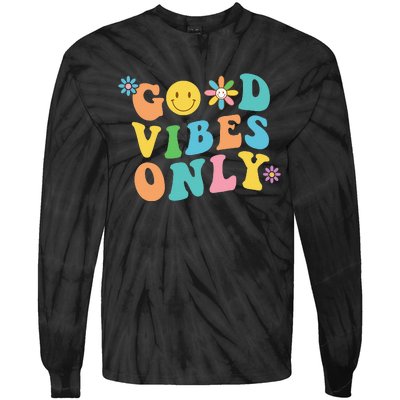 Retro Good Vibes Only Inspirational Positive Inspired Tie-Dye Long Sleeve Shirt