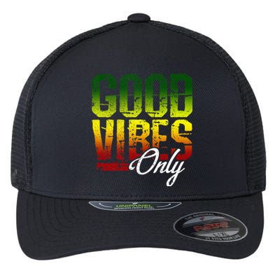 Reggae Good Vibes Only Jamaica One Love Rasta Flexfit Unipanel Trucker Cap