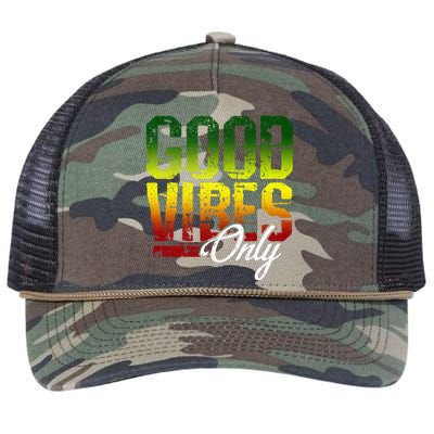 Reggae Good Vibes Only Jamaica One Love Rasta Retro Rope Trucker Hat Cap