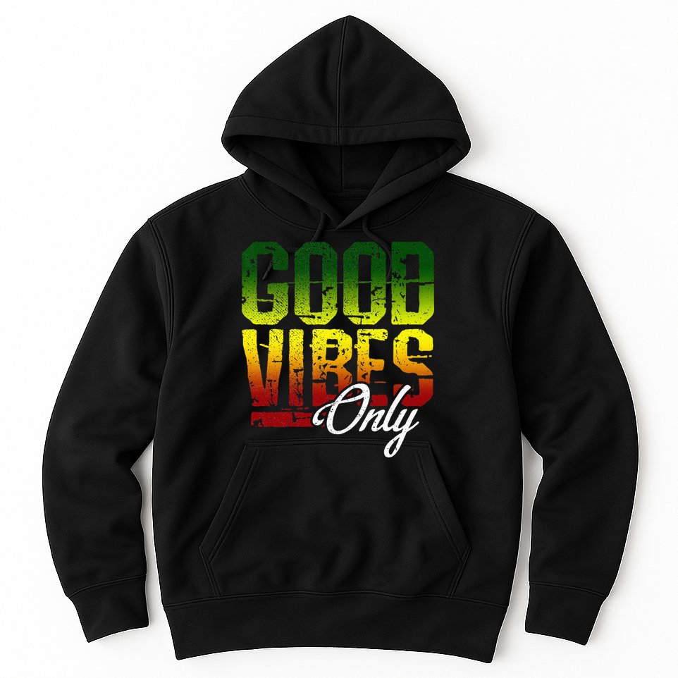 Reggae Good Vibes Only Jamaica One Love Rasta Hoodie