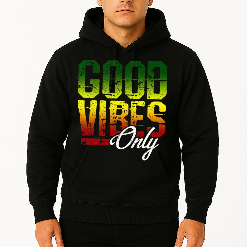 Reggae Good Vibes Only Jamaica One Love Rasta Hoodie
