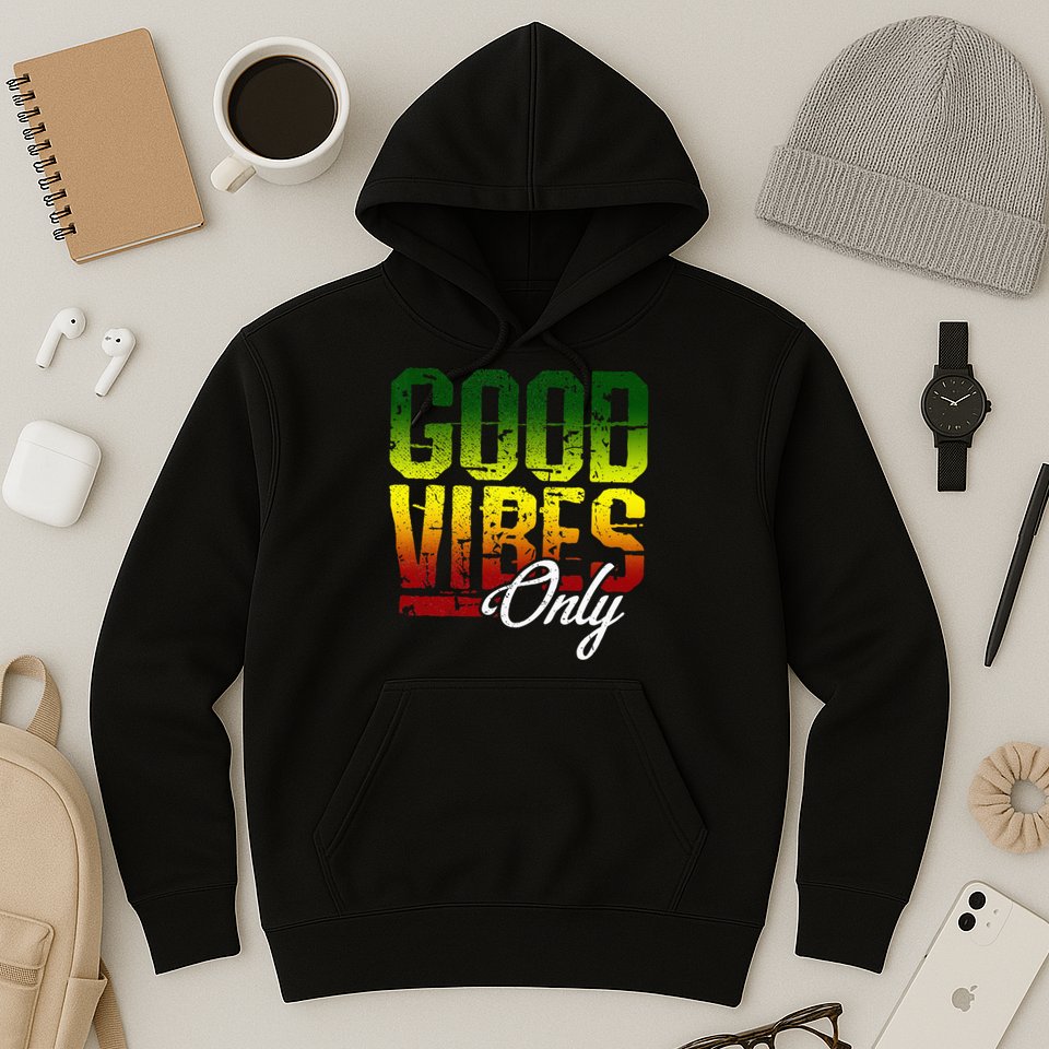 Reggae Good Vibes Only Jamaica One Love Rasta Hoodie