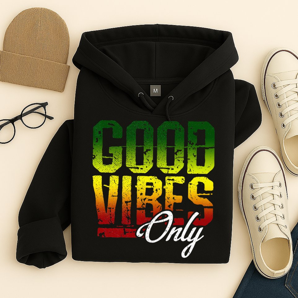 Reggae Good Vibes Only Jamaica One Love Rasta Hoodie
