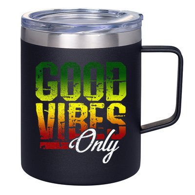 Reggae Good Vibes Only Jamaica One Love Rasta 12oz Stainless Steel Coffee Mug