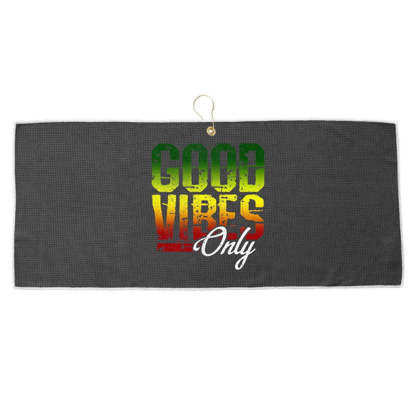 Reggae Good Vibes Only Jamaica One Love Rasta Large Microfiber Waffle Golf Towel