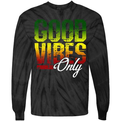 Reggae Good Vibes Only Jamaica One Love Rasta Tie-Dye Long Sleeve Shirt
