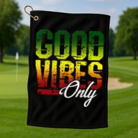Reggae Good Vibes Only Jamaica One Love Rasta Golf Towel