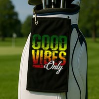 Reggae Good Vibes Only Jamaica One Love Rasta Golf Towel