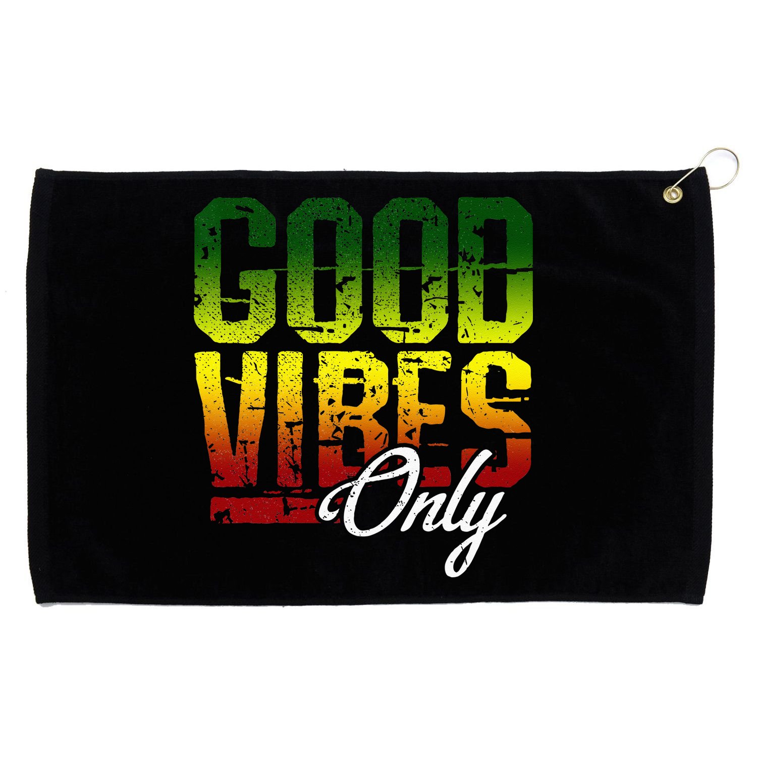 Reggae Good Vibes Only Jamaica One Love Rasta Grommeted Golf Towel