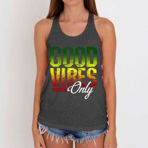 Reggae Good Vibes Only Jamaica One Love Rasta Women's Knotted Racerback Tank