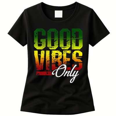 Reggae Good Vibes Only Jamaica One Love Rasta Womens T-Shirt