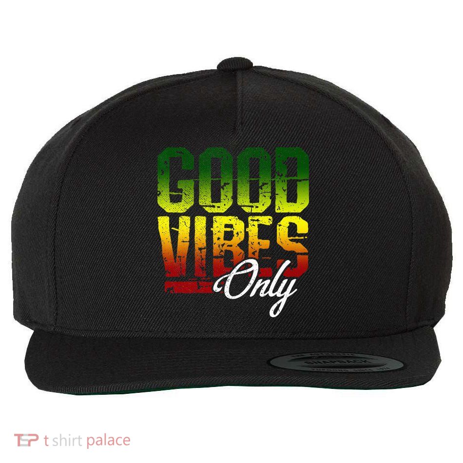 Reggae Good Vibes Only Jamaica One Love Rasta Wool Snapback Cap