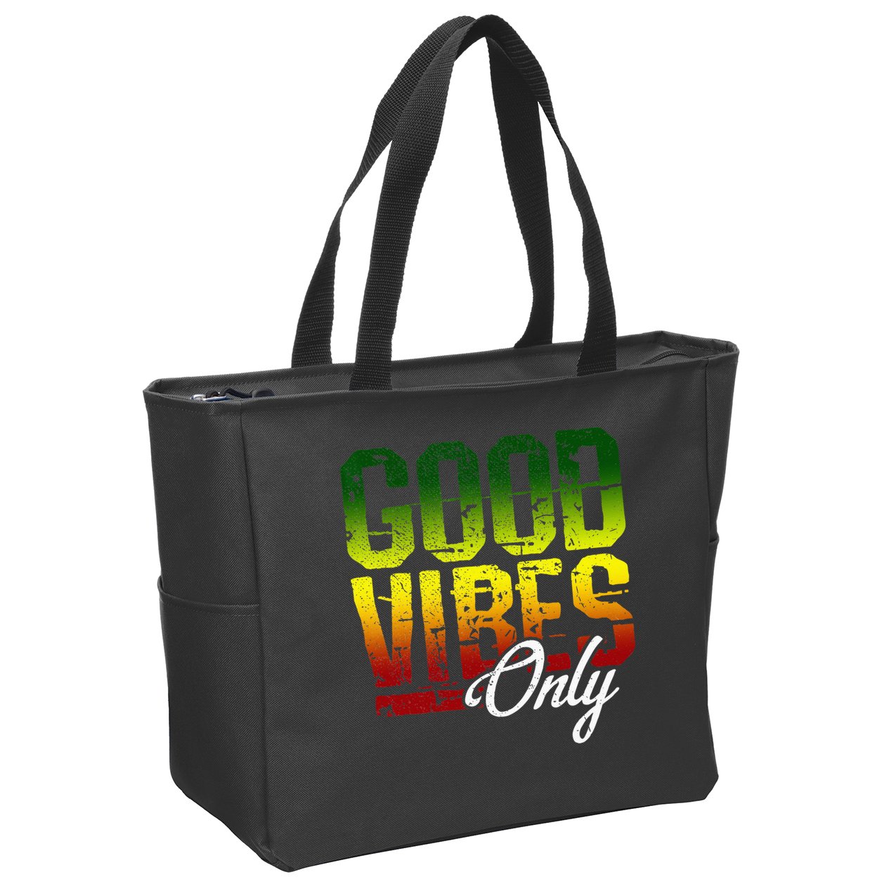 Reggae Good Vibes Only Jamaica One Love Rasta Zip Tote Bag