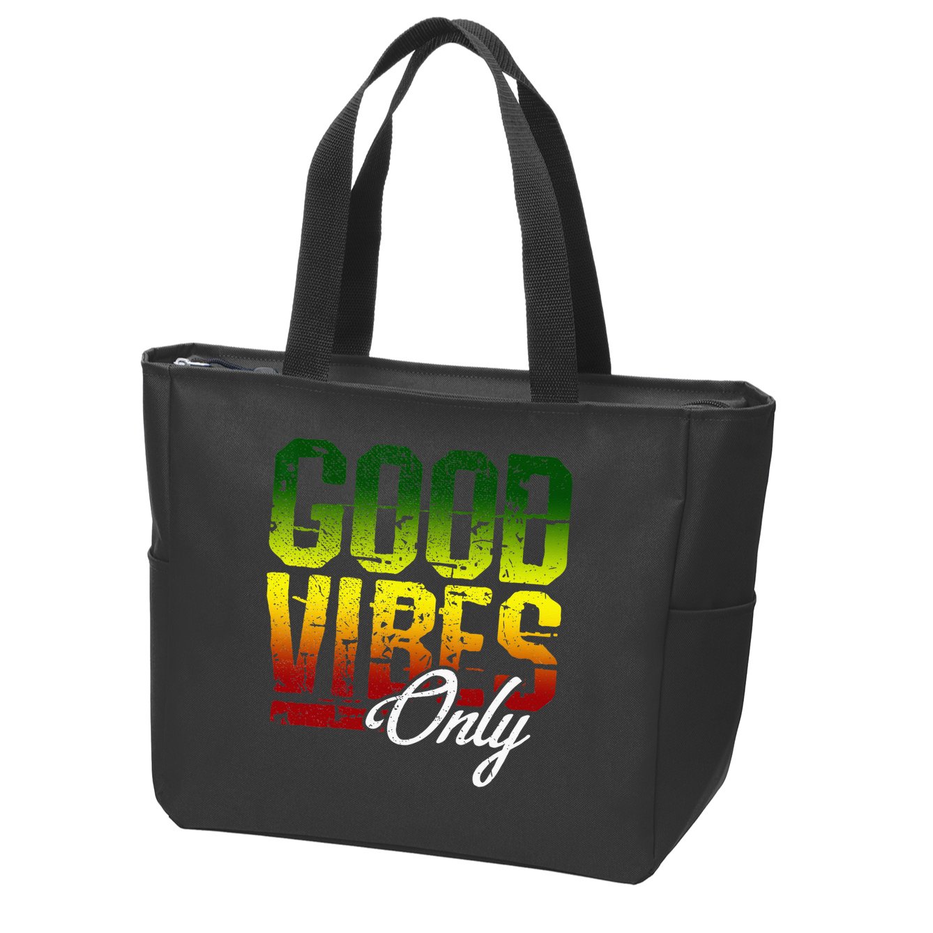 Reggae Good Vibes Only Jamaica One Love Rasta Zip Tote Bag