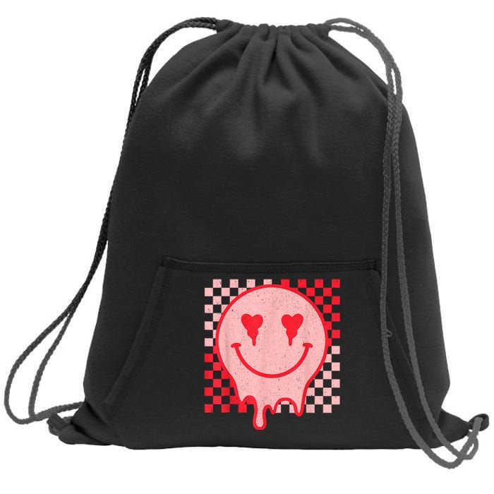 Retro Groovy Valentines Day Hippie Heart Funny Matching Sweatshirt Cinch Pack Bag