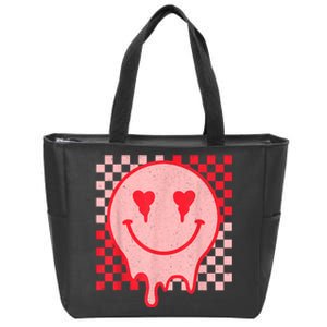 Retro Groovy Valentines Day Hippie Heart Funny Matching Zip Tote Bag