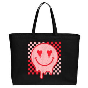 Retro Groovy Valentines Day Hippie Heart Funny Matching Cotton Canvas Jumbo Tote