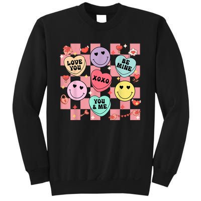 Retro Groovy Valentines Smile Candy Heart Happy Face Sweatshirt