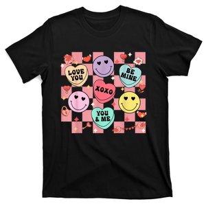 Retro Groovy Valentines Smile Candy Heart Happy Face T-Shirt