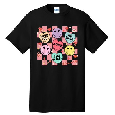 Retro Groovy Valentines Smile Candy Heart Happy Face Tall T-Shirt