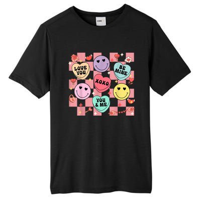 Retro Groovy Valentines Smile Candy Heart Happy Face Tall Fusion ChromaSoft Performance T-Shirt