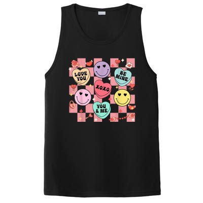 Retro Groovy Valentines Smile Candy Heart Happy Face PosiCharge Competitor Tank