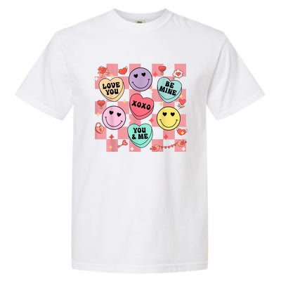 Retro Groovy Valentines Smile Candy Heart Happy Face Garment-Dyed Heavyweight T-Shirt