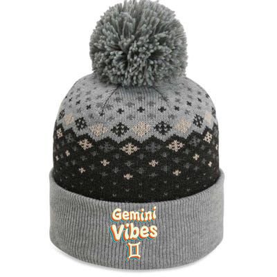 Retro Gemini Vibes Funny Gemini Zodiac Birthday Decorations The Baniff Cuffed Pom Beanie