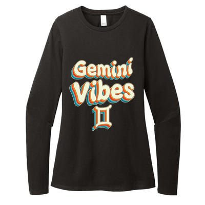 Retro Gemini Vibes Funny Gemini Zodiac Birthday Decorations Womens CVC Long Sleeve Shirt