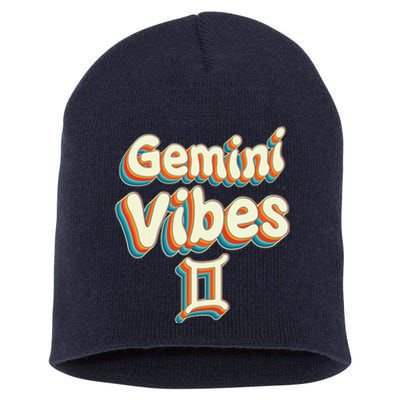 Retro Gemini Vibes Funny Gemini Zodiac Birthday Decorations Short Acrylic Beanie