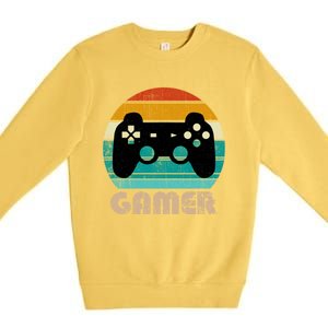 Retro Gamer Video Games Player Gaming Ns Gift Premium Crewneck Sweatshirt