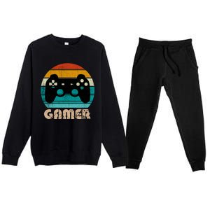 Retro Gamer Video Games Player Gaming Ns Gift Premium Crewneck Sweatsuit Set