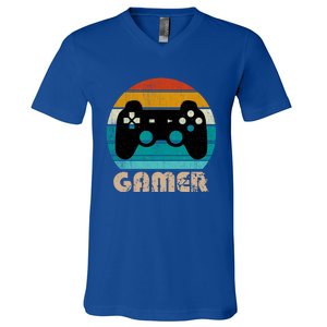 Retro Gamer Video Games Player Gaming Ns Gift V-Neck T-Shirt