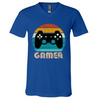 Retro Gamer Video Games Player Gaming Ns Gift V-Neck T-Shirt