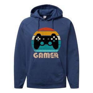 Retro Gamer Video Games Player Gaming Ns Gift Performance Fleece Hoodie