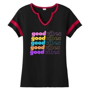 Retro Good Vibes Ladies Halftime Notch Neck Tee